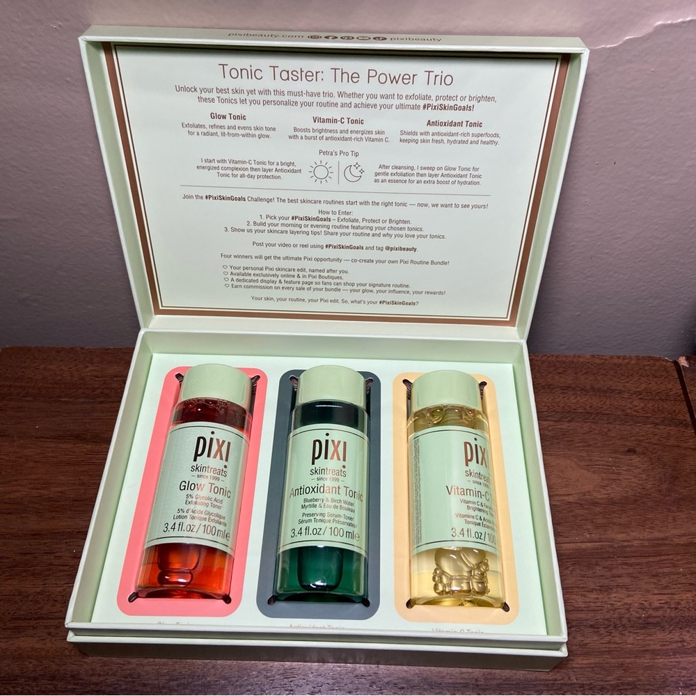 3x Pixi Skintreats Tonic Collection - Pink, Green, Orange - Picture 2 of 2
